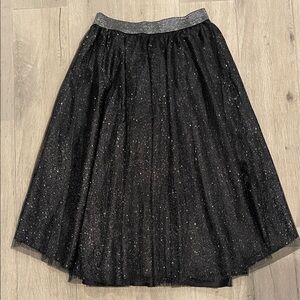 Zara Black Sparkle A-Line  Tulle Midi Skirt Size L, New, never worn